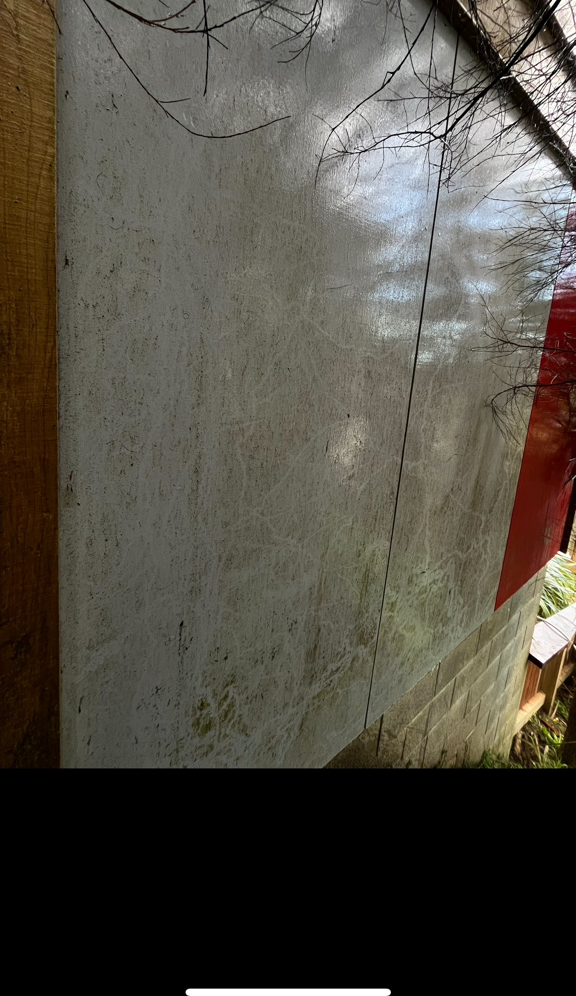 House cladding with mould and grime before a soft wash